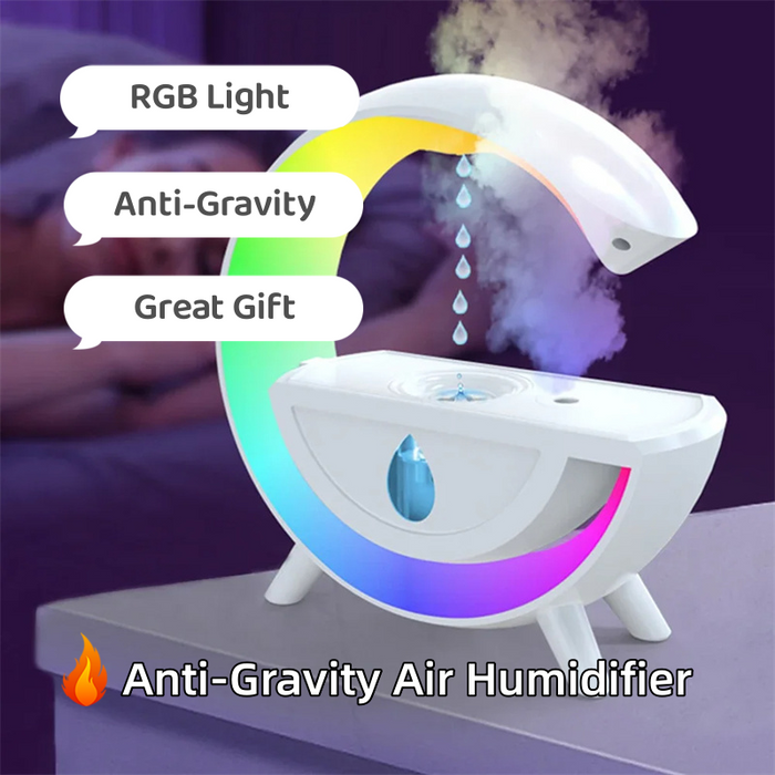 Pulverizador de gotas de água com luz noturna rgb, umidificador de ar anti-gravidade, 350ml, criativo, casa, escritório, difusor, presente de natal