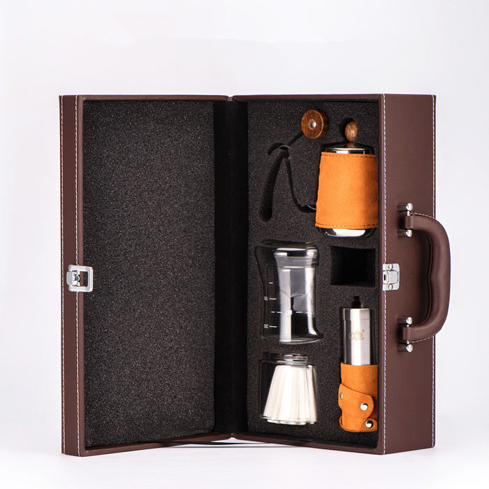 Caixa de presente de café portátil de viagem mão preparar pote de café conjunto caixa de presente