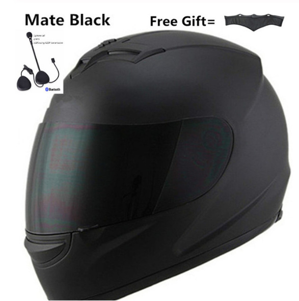Motorcycle Full Face Helmet Sun Shield Bluetooth Matte Black