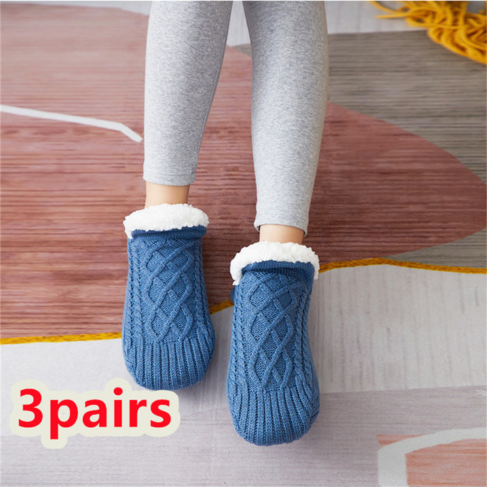Inverno meias de lã mulheres engrossar quente casa quarto meias chinelos masculino antiderrapante pé mais quente meias de neve calcetines mujer