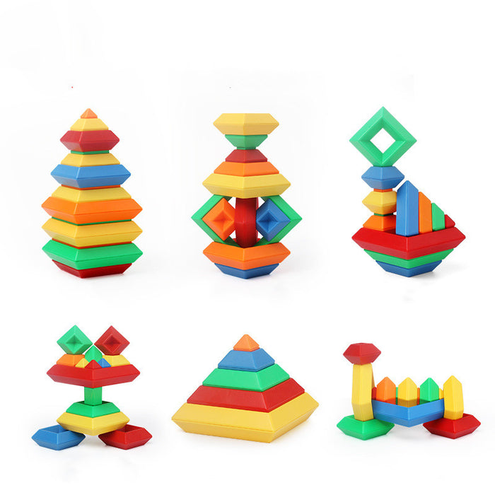 Anillo de torre de arcoíris para niños, conjunto cognitivo de madera de Color Jenga, formas, bloques de construcción, juguetes educativos Montessori para niños