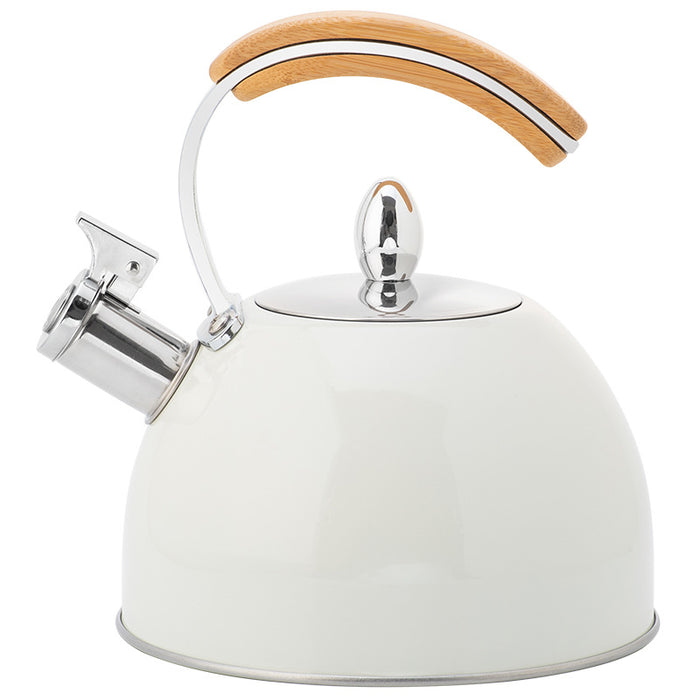 Kettle With Stainless Steel Whistle With Wooden Handle