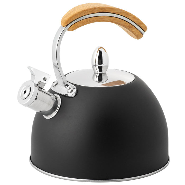 Kettle With Stainless Steel Whistle With Wooden Handle