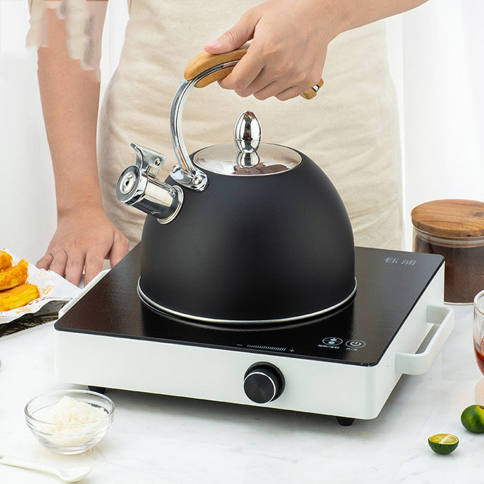 Kettle With Stainless Steel Whistle With Wooden Handle