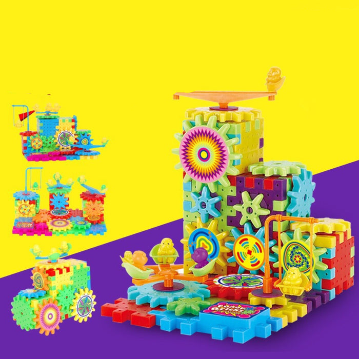 Kits de construção de modelo 3D de engrenagens elétricas blocos de tijolos de plástico brinquedos educativos para crianças