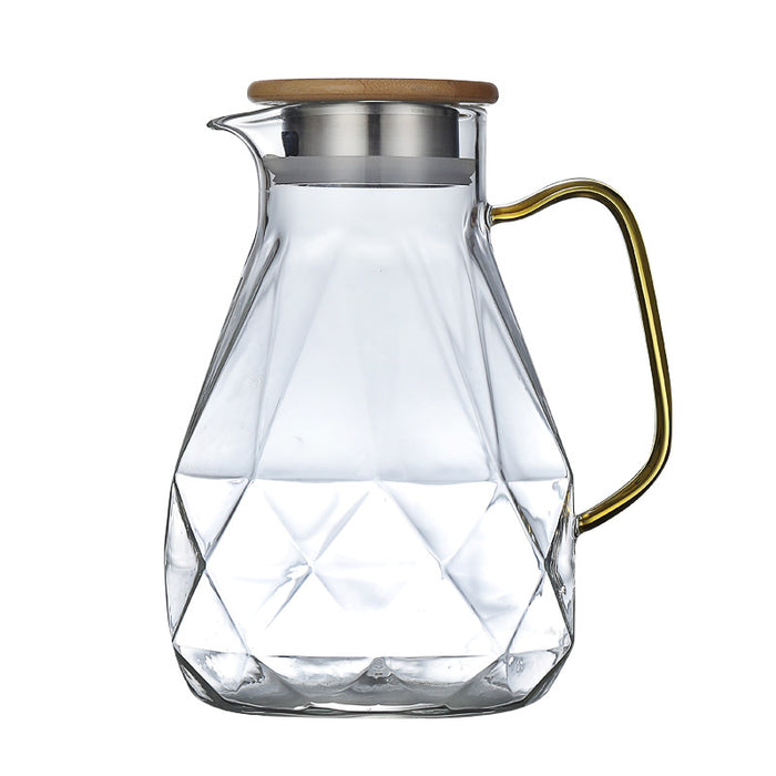 Diamond Texture Glass Teapot Set Hot Cold Water Water Jug Transparent Coffee Pot