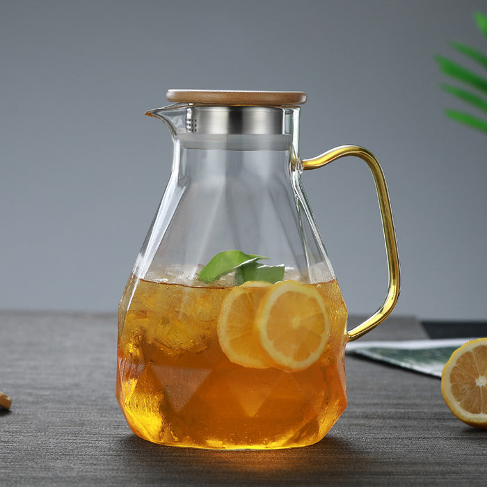 Juego de Tetera de cristal con textura de diamante, jarra de agua fría y caliente, cafetera transparente