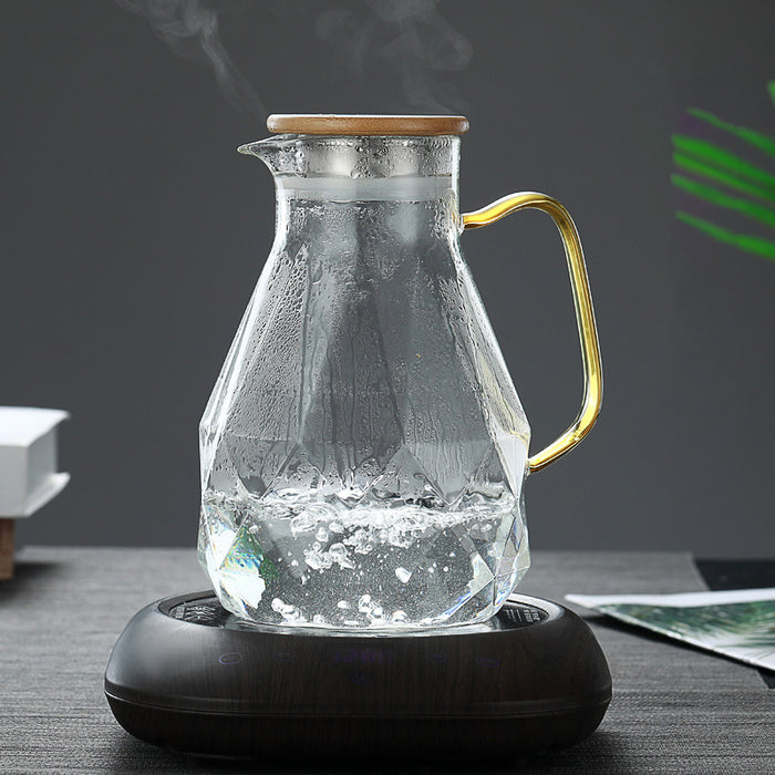 Juego de Tetera de cristal con textura de diamante, jarra de agua fría y caliente, cafetera transparente