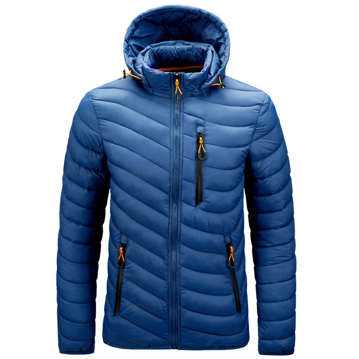 Men's Cotton-Padded Jacket With Hooded Removable Cap