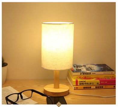 Lâmpada de luz de madeira para sala, mesa USB, iluminação decorativa led