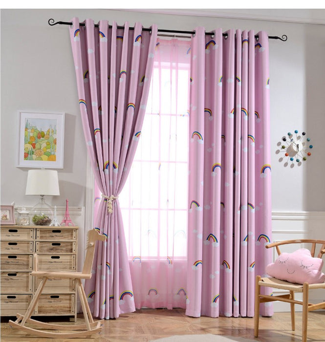 Tela de cortina opaca para dormitorio de niños y niñas de arcoíris