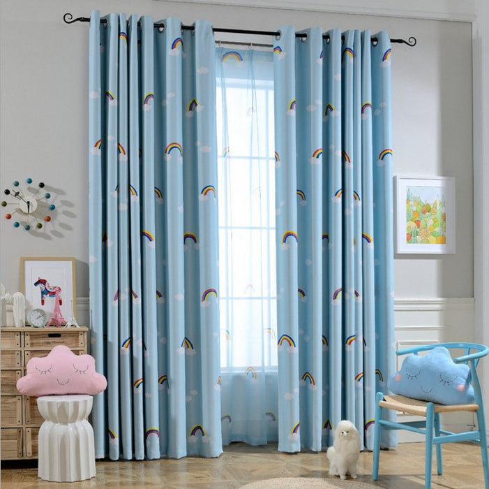 Tela de cortina opaca para dormitorio de niños y niñas de arcoíris