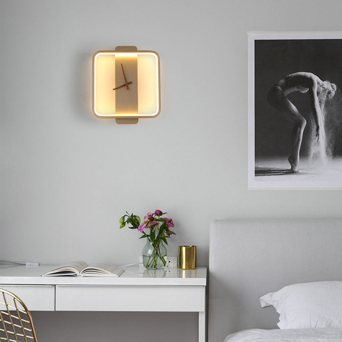 Lámpara de pared nórdica Lámpara de noche para dormitorio Reloj Lámpara de modelado