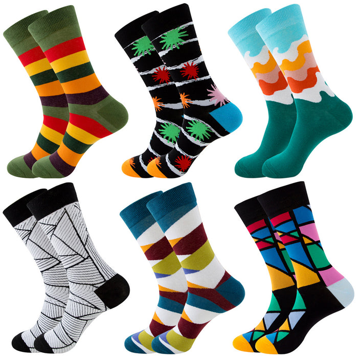 Chaussettes homme rayées chaussettes tube carré chaussettes femme vague