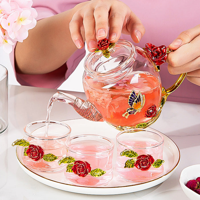 Enamel Water Cup Heat-resistant Glass Teapot Simple Tea Set