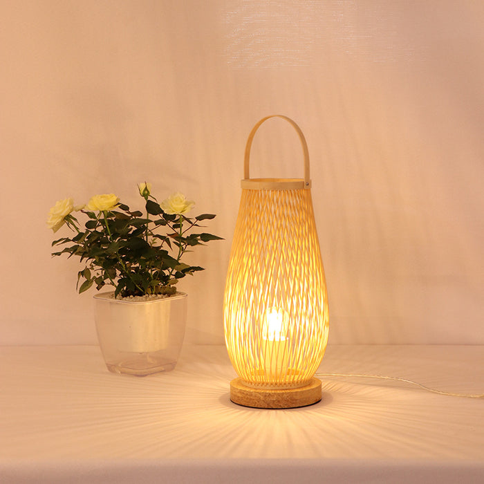 Japanese Style Hotel Bedside Lamp Modern Minimalist Bamboo Weaving