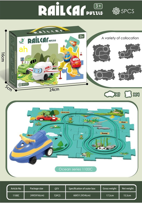 Puzzle fai da te con scena multifunzionale giocattolo per vagone elettrico