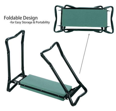 Silla plegable para banco de césped al aire libre con bolsa de herramientas, resto de jardín