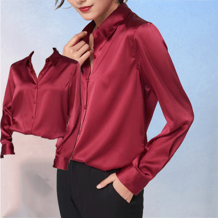 Women's Long-sleeved Satin Shirt