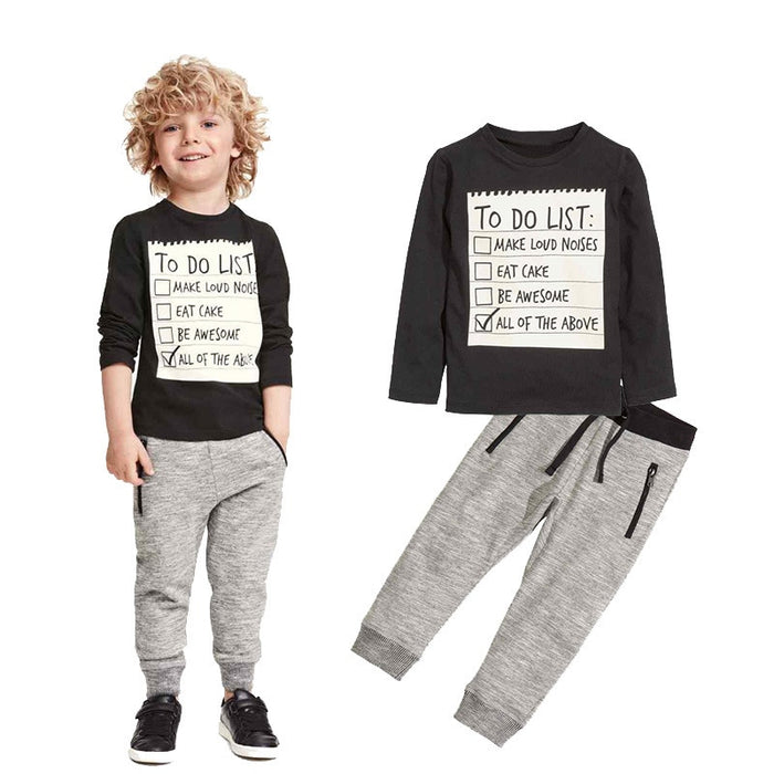 Kids Boys Clothing 2 Pieces Set Baby Boy Casual Clothes Spring Autumn Cotton Long Sleeves T-shirt  Pants 2pcs Suit For 3-7 Years