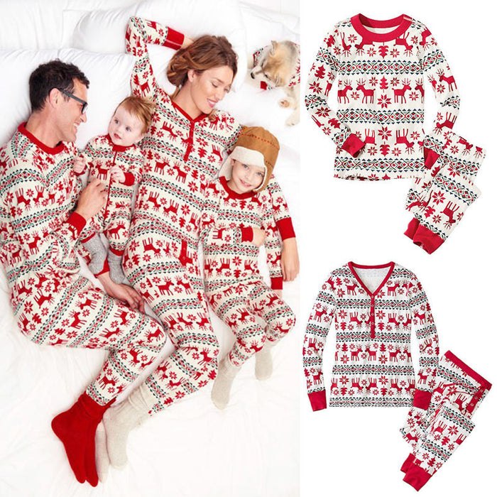 Costume de noël Parent-enfant imprimé, pyjama de Service à domicile deux pièces
