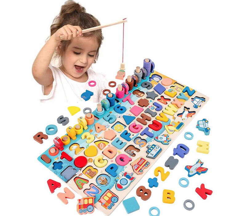 Juguetes Educativos Montessori de madera para niños, tablero de juguetes Montessori, pesca de matemáticas, juguetes educativos Montessori para 1, 2 y 3 años