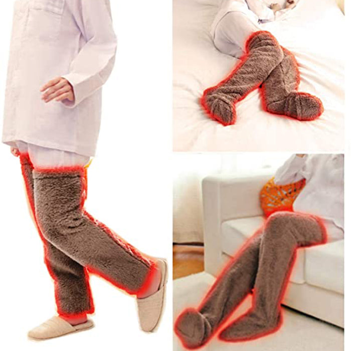 Chaussettes longues et pelucheuses au-dessus du genou, bas chauds et froids pour l'hiver, bas résistants au froid, pour dormir au sol de la maison