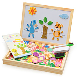 Puzzle magnétique en bois pour enfants, boîte de Puzzle 3D, figurines d'animaux, cirque, planche à dessin, apprentissage, jouets éducatifs pour enfants