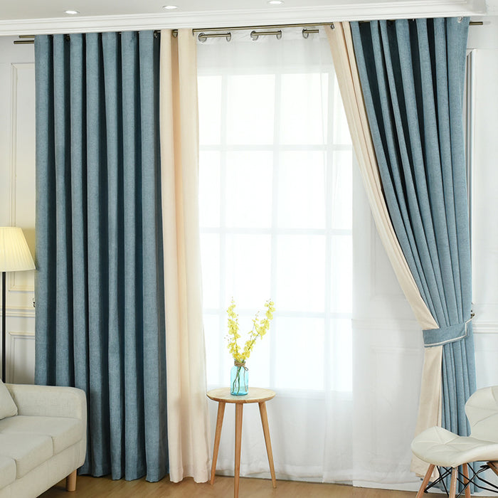 Cortina de chenilla sólida simple con costura directa de fábrica, cortina de sombreado alto, cortinas terminadas para sala de estar y dormitorio