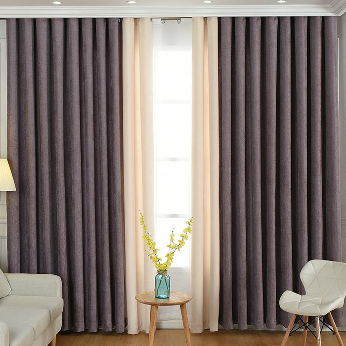 Cortina de chenilla sólida simple con costura directa de fábrica, cortina de sombreado alto, cortinas terminadas para sala de estar y dormitorio