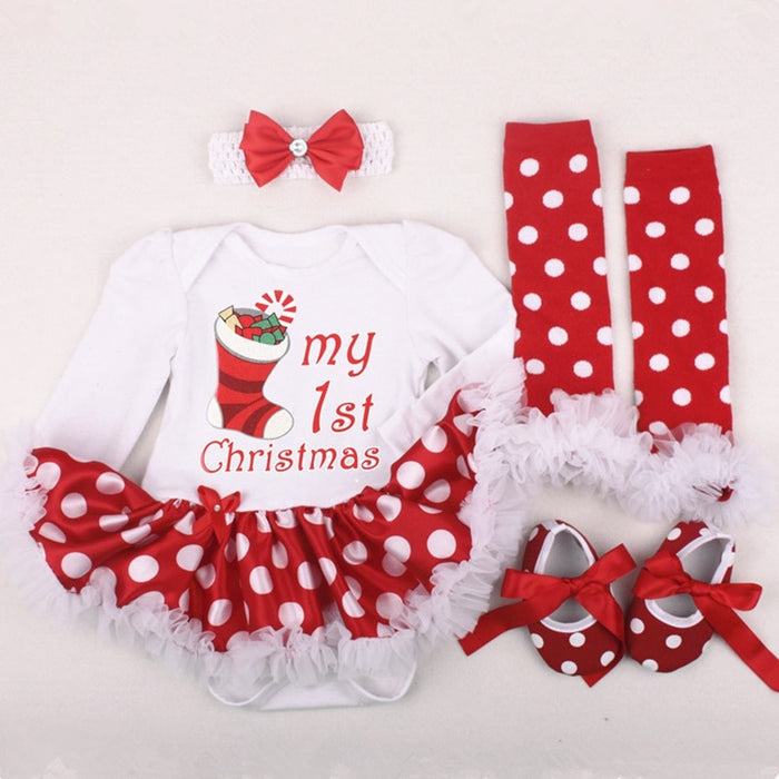 Conjunto de roupas para recém-nascidos de quatro peças para presente de Natal