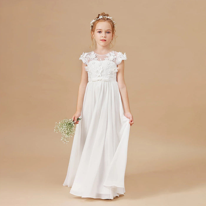 Kids Dress Ladies White Flower Girl Wedding