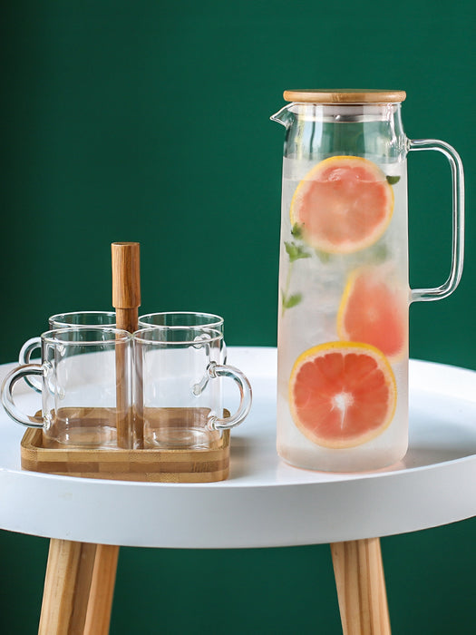 Bouilloire froide, bouilloire en verre, théière en verre résistant à la chaleur, ensemble de tasses d'eau froide