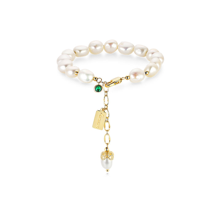 Gioielli di lusso con bracciale in perle naturali con zirconi