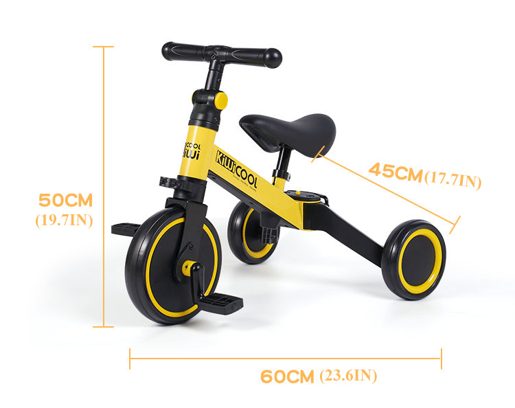 Scooter de equilíbrio dois em um infantil, triciclo multifuncional para bebês de 1 a 3 anos