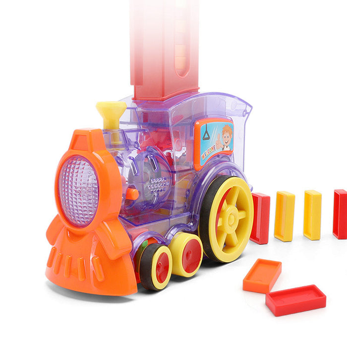 Domino trem brinquedos brinquedos do bebê carro quebra-cabeça liberação automática licenciamento blocos de construção elétricos trem brinquedo