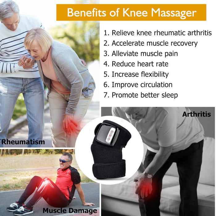 Massaggiatore elettrico per ginocchio con riscaldamento a infrarossi, avvolgente, supporto per articolazione del gomito, terapia vibrante, macchina per fisioterapia, massaggiatore per alleviare il dolore