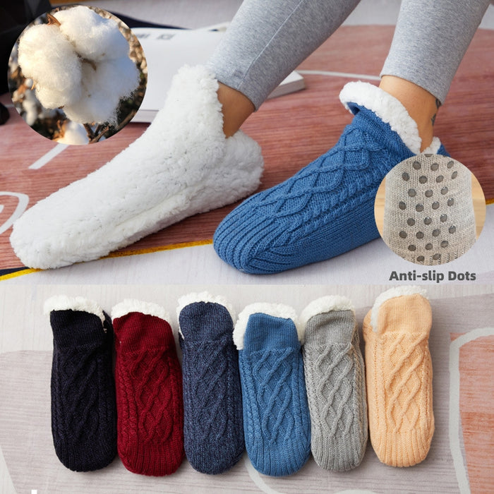 Inverno meias de lã mulheres engrossar quente casa quarto meias chinelos masculino antiderrapante pé mais quente meias de neve calcetines mujer