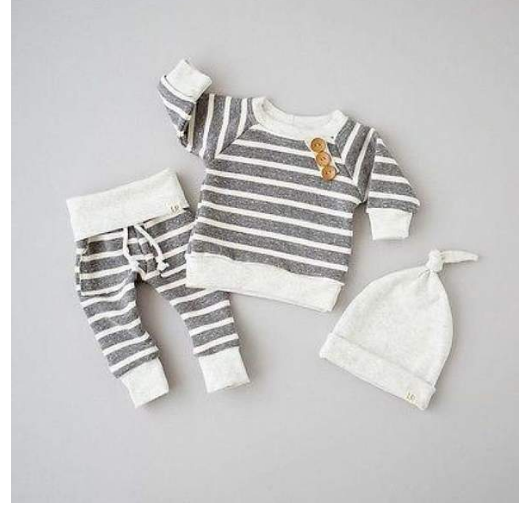 Baby Set striped print casual three-pieces set