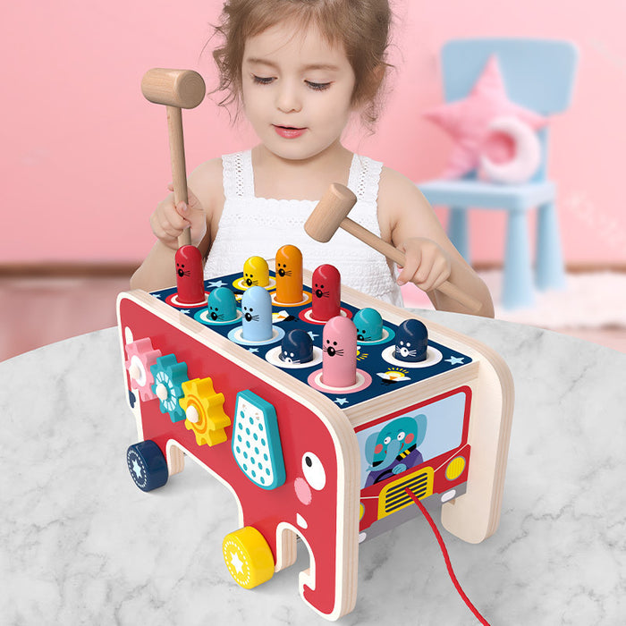 Montessori crianças crianças banco de madeira batendo animal ônibus brinquedos conjunto educacional precoce presentes para crianças brinquedo instrumento musical
