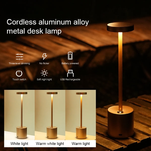 LED Aluminum Alloy Waterproof Rechargeable Desk Lamp Touch Dimming Metal Table Lamps For Bar Living Room Reading Camping Light