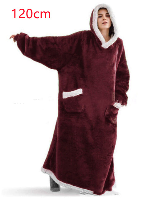 Coperta invernale con cappuccio TV Coperta invernale calda Abbigliamento per la casa Donna Uomo Pullover oversize con tasche