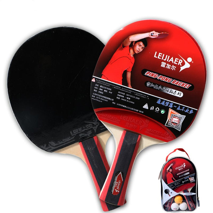 Table tennis racket with two rackets and three balls