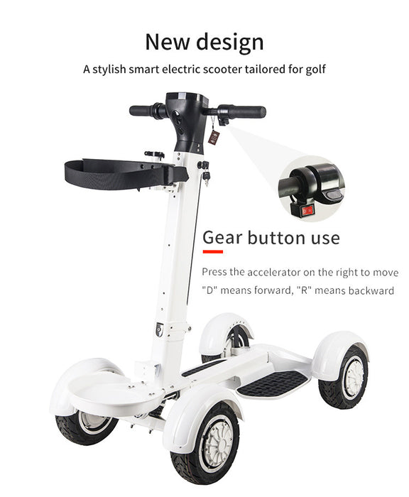 Scooter de parcours de pelouse de Longboard léger pliant électrique de Golf à quatre roues