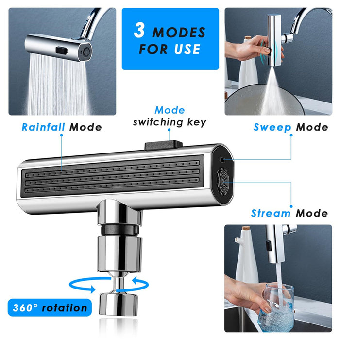 Rubinetto della cucina Uscita a cascata A prova di spruzzi Gorgogliatore rotante universale Prolunga ugello acqua multifunzionale Gadget da cucina