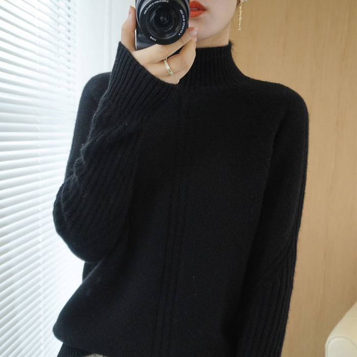 Women Half High Neck Thick Sweater Loose
