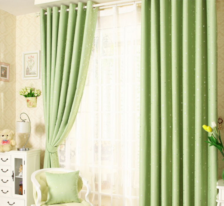 Star print perforated finished curtain