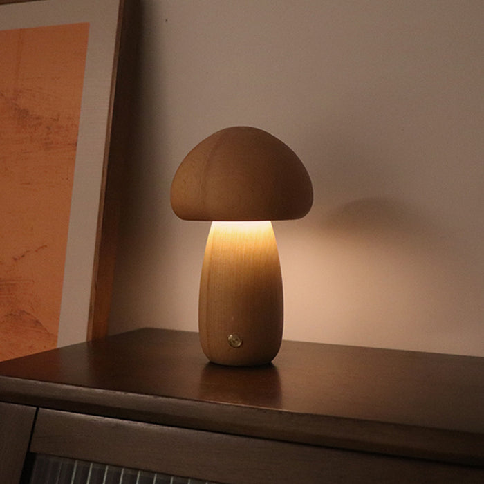 INS Simpatico fungo in legno LED Luce notturna con interruttore tattile Lampada da comodino per la camera da letto Camera dei bambini Lampade da notte per dormire Decorazioni per la casa