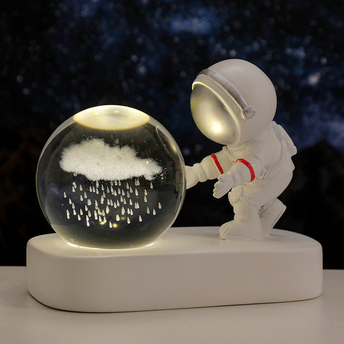 Brilhante galáxia planetária astronauta bola de cristal luzes da noite usb energia quente luz cabeceira presente aniversário noite lâmpada