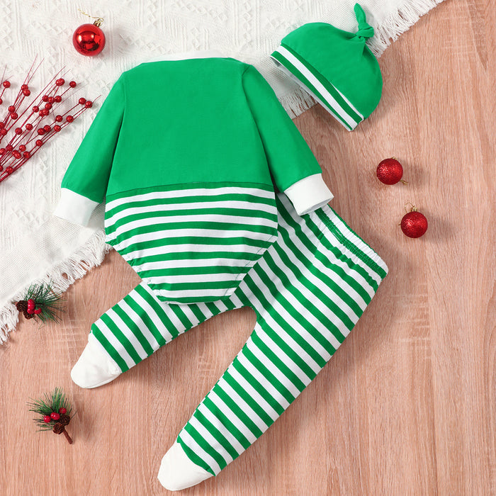 Conjunto de chapéu listrado de alce de Natal infantil